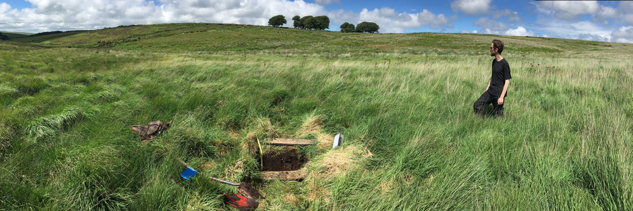 Palaeoecological sampling being undertaken close to Larkbarrow Farm 